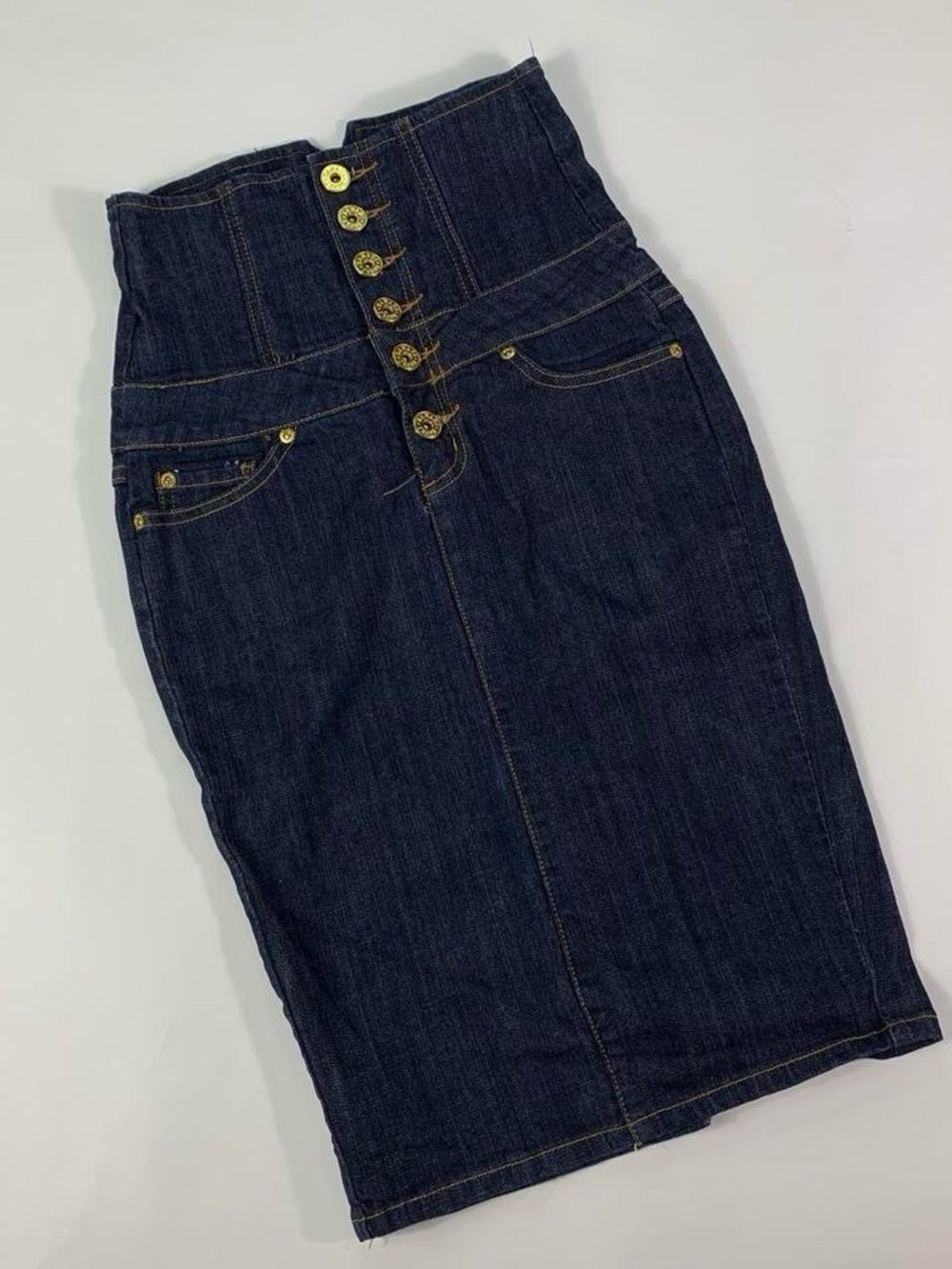 Zanadi Dark Wash High Waist Denim Midi Skirt Size 3 2000s